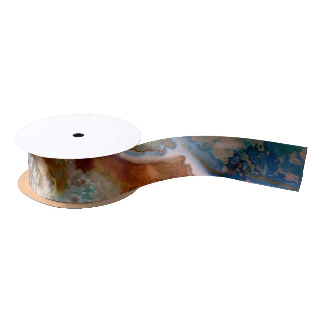 Abstract sandy beach pattern water foam pattern  satin ribbon (Spool)