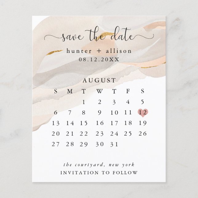 Abstract Save The Date Calendar Flyer Invitation (Front)