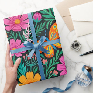 Abstract Scandi Butterflies Wrapping Paper