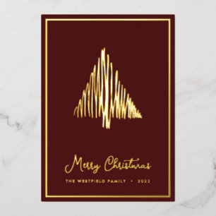 Abstract Scandi Christmas Tree Burgundy Gold