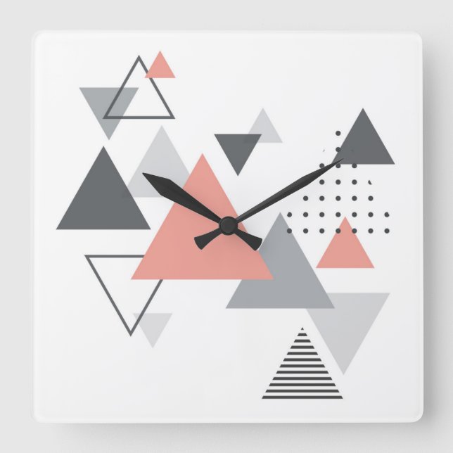 Abstract Scandinavian Geometric Design Square Wall Clock (Front)