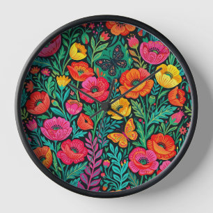 Abstract Scandinavian Poppies Art Clocks