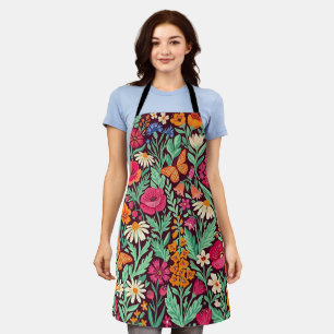 Abstract Scandinavian Wildflowers Apron