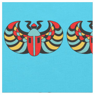 Abstract Scarab Colourful Beetle Vibrant Blue Fabric