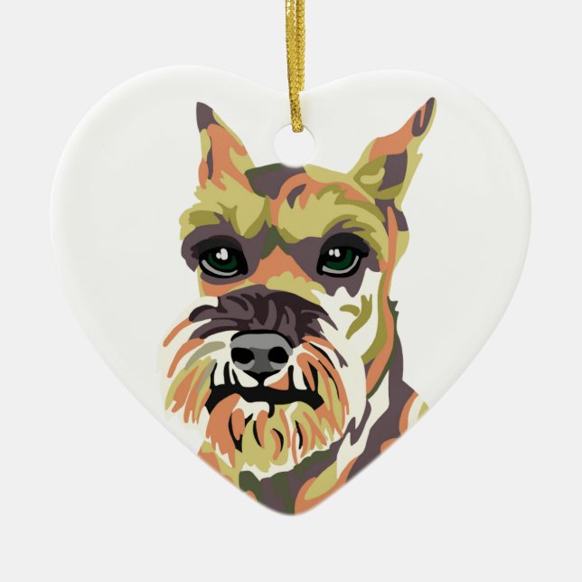 Abstract Schnauzer Ceramic Tree Decoration (Front)