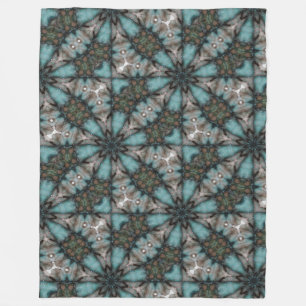 Abstract Sci-fi Turquoise Star Windmill Fleece Blanket