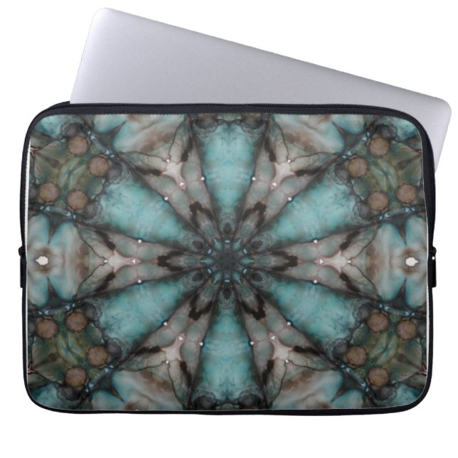 Abstract Sci-fi Turquoise Star Windmill Laptop Sleeve (Front)