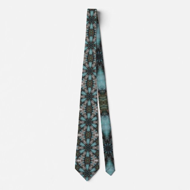 Abstract Sci-fi Turquoise Star Windmill  Tie (Front)