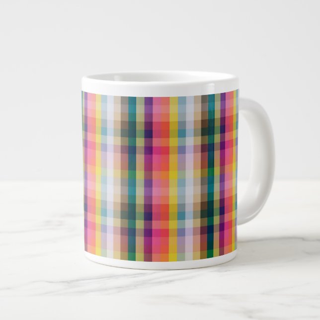 Abstract Scottish Plaid Large Coffee Mug (Front Right)