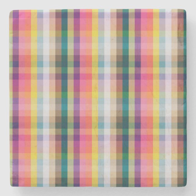Abstract Scottish Plaid Stone Coaster (Front)