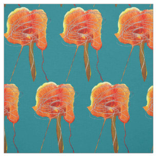 Abstract scribble floral flower modern art fabric