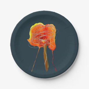 Abstract scribble floral flower modern art paper plate