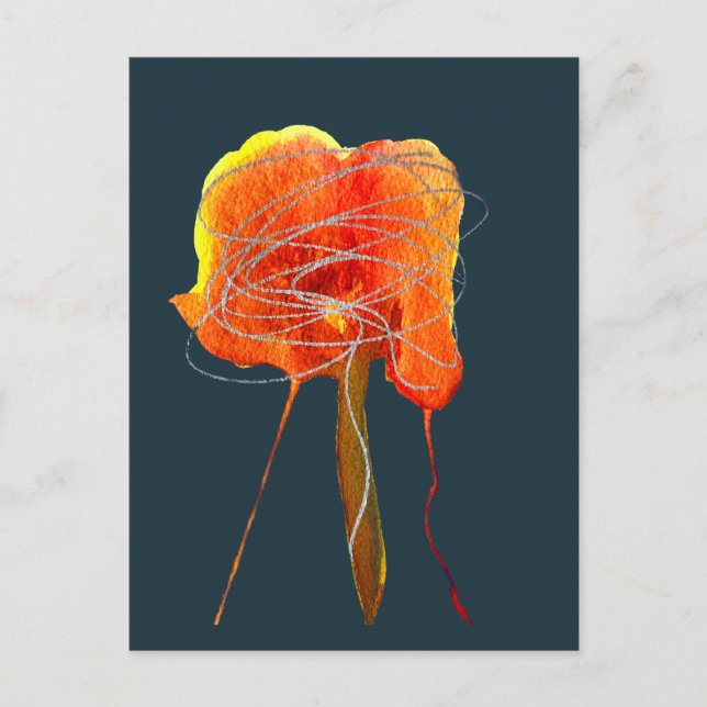 Abstract scribble floral flower modern art postcard (Front)