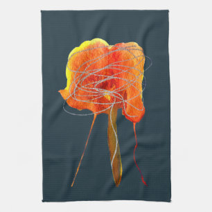 Abstract scribble floral flower modern art tea towel