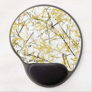 Abstract Scribbles - Mustard and Brown Gel Mouse Pad