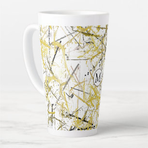 Abstract Scribbles - Mustard and Brown Latte Mug