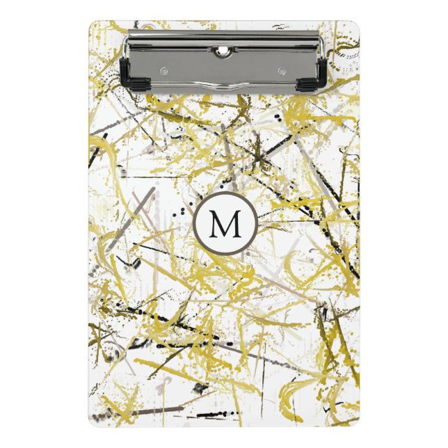 Abstract Scribbles - Mustard and Brown Mini Clipboard (Front)