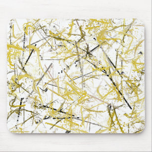 Abstract Scribbles - Mustard and Brown Mouse Pad