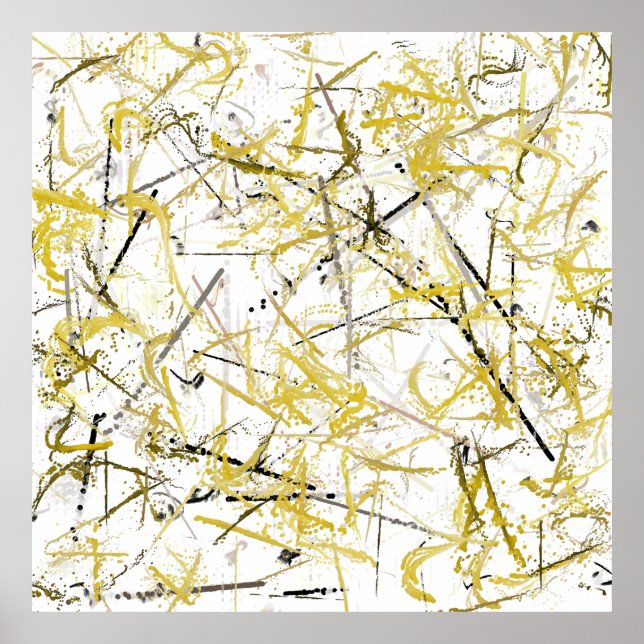 Abstract Scribbles - Mustard and Brown Poster (Front)