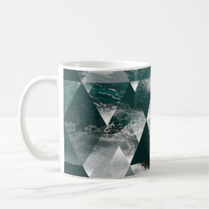 abstract sea geometric background with triangles, coffee mug