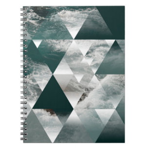 abstract sea geometric background with triangles, notebook