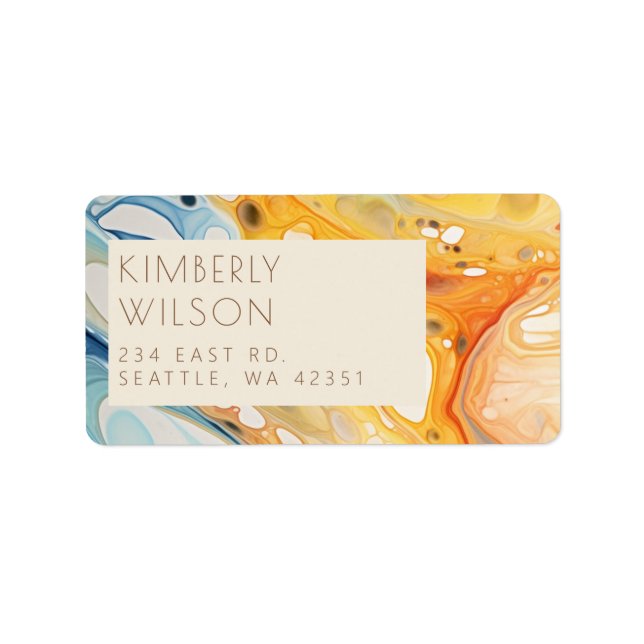 Abstract Sea Waves and Sand Stones Beach Wedding Label (Front)