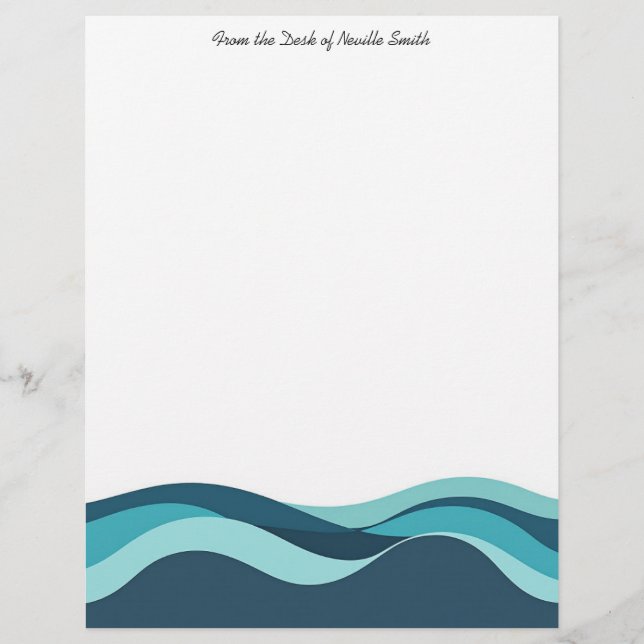 Abstract Sea Waves Custom Letterhead (Front)