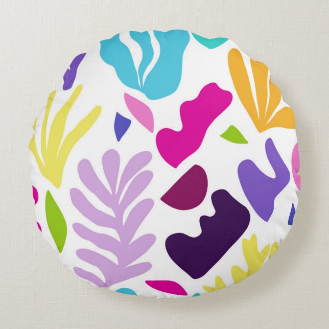 Abstract Seagrass and Shapes #2 #decor #art Round Cushion (Front)