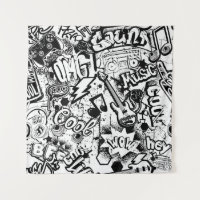 Abstract seamless black and white comics graffiti