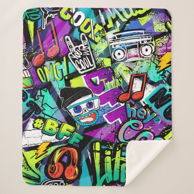 Abstract seamless cartoon pattern. Repeated with m Sherpa Blanket (Front)