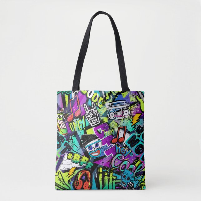 Abstract seamless cartoon pattern. Repeated with m Tote Bag (Front)