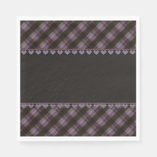 Abstract seamless chequered plaid black brown tart napkin