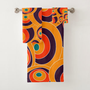 Abstract Seamless Colour Ovals Bath Towel Set 