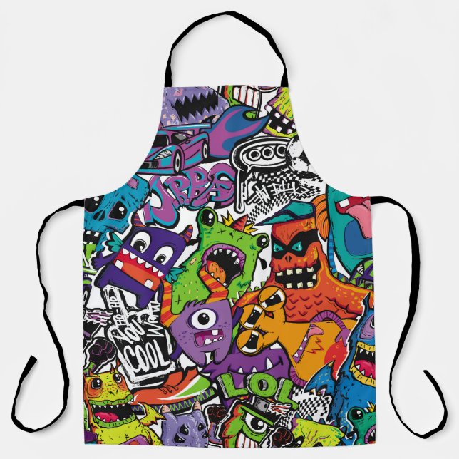 Abstract seamless comics monsters. Cartoon mutant  Apron (Front)