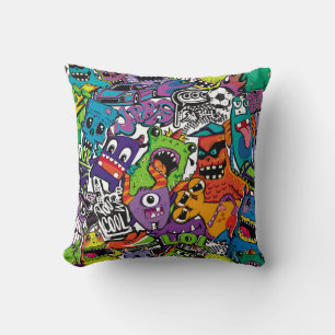 Abstract seamless comics monsters. Cartoon mutant  Cushion