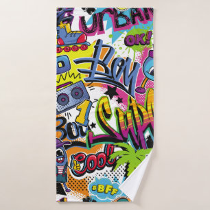 Abstract seamless comics pattern with palm tree, h bath towel