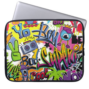 Abstract seamless comics pattern with palm tree, h laptop sleeve