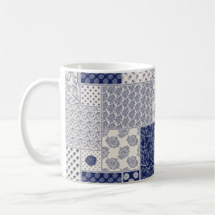 Abstract seamless delicate patchwork pattern, dark coffee mug