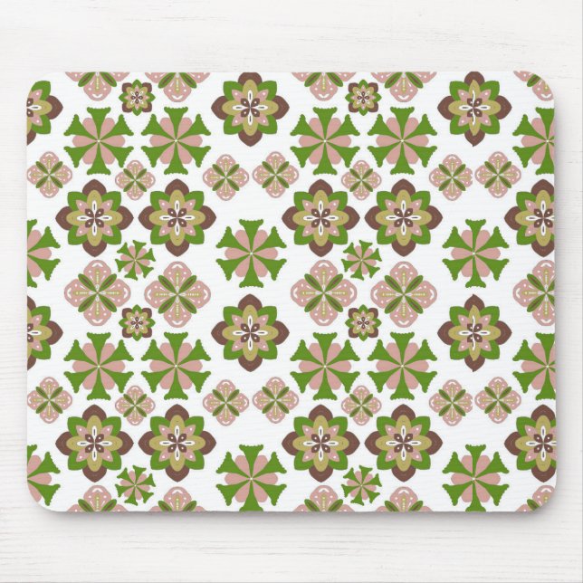Abstract seamless floral ornaments pattern mouse pad (Front)