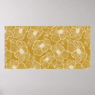 Abstract seamless floral pattern. Flowers backgrou Poster