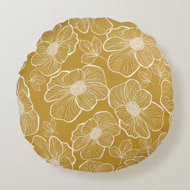 Abstract seamless floral pattern. Flowers backgrou Round Cushion (Front)