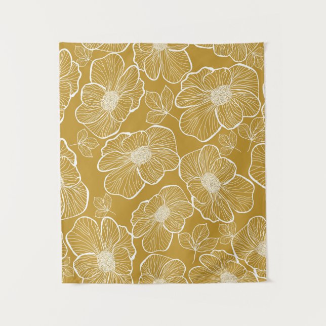 Abstract seamless floral pattern. Flowers backgrou Tapestry (Front)