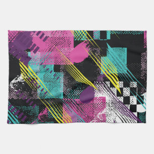 Abstract seamless, girls boys fashion, colourful. tea towel