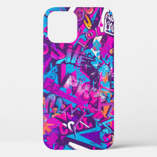 Abstract seamless graffiti words pattern. Grunge r iPhone 12 Case