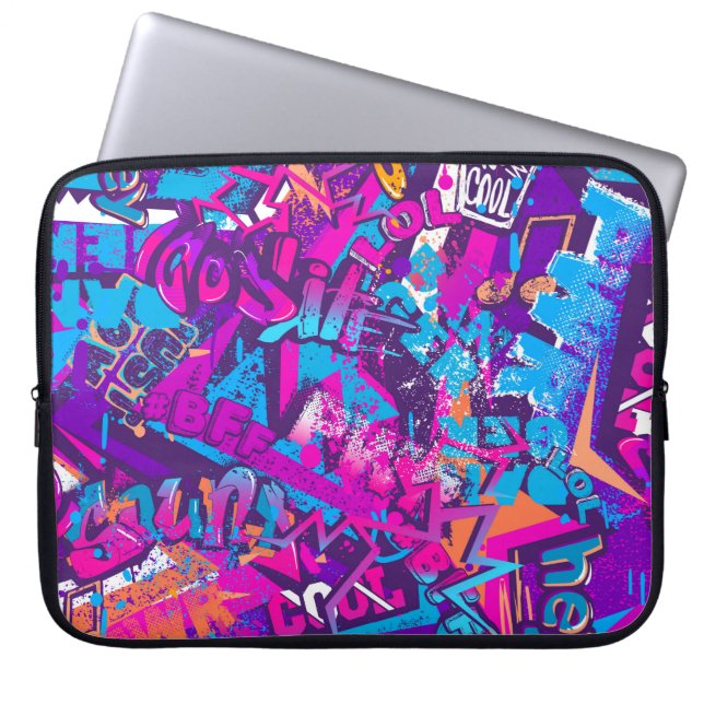 Abstract seamless graffiti words pattern. Grunge r Laptop Sleeve (Front)