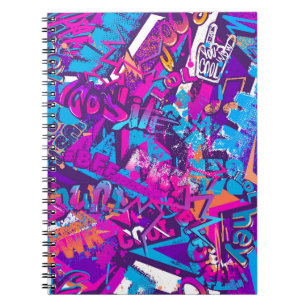 Abstract seamless graffiti words pattern. Grunge r Notebook