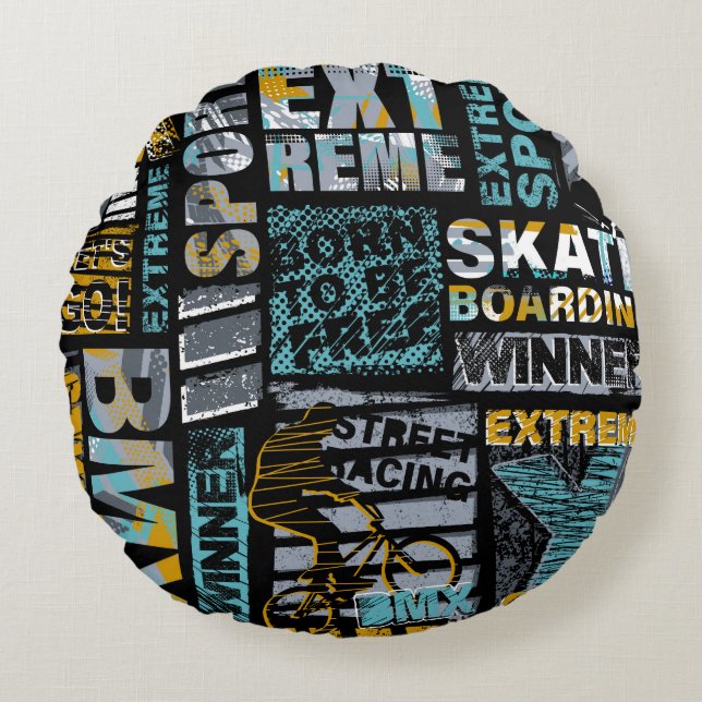 Abstract seamless grunge pattern. Urban style mode Round Cushion (Front)