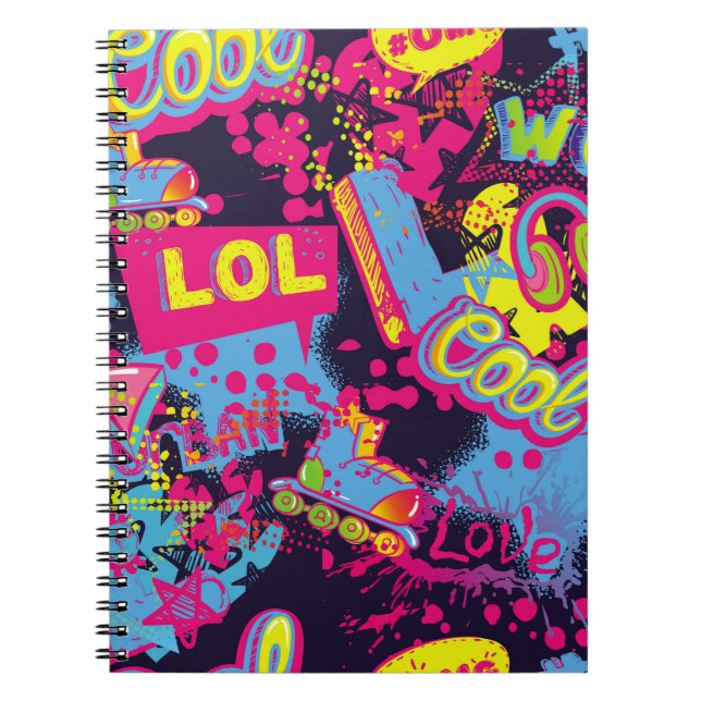 Abstract seamless grunge teenagers pattern. Comics Notebook (Front)