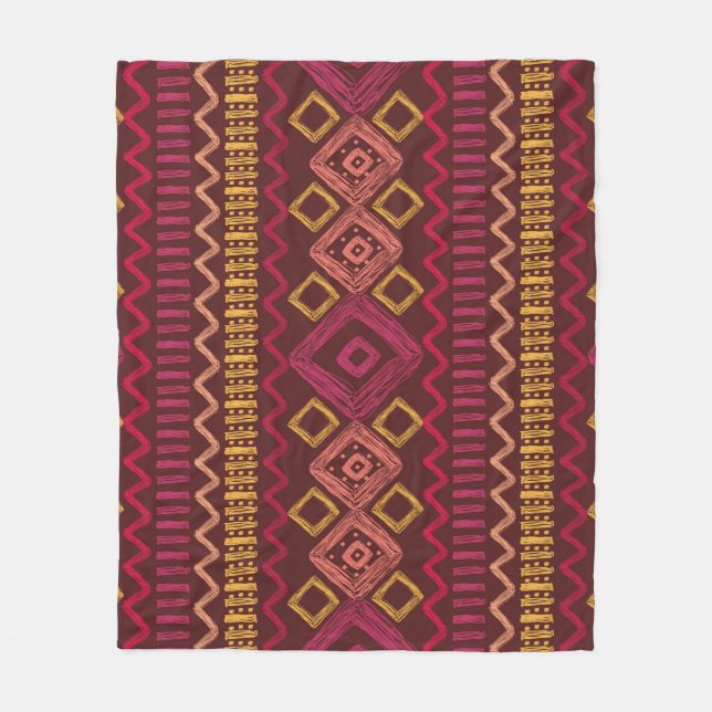 Abstract seamless hand drawn ethnic pattern. fleece blanket (Front)