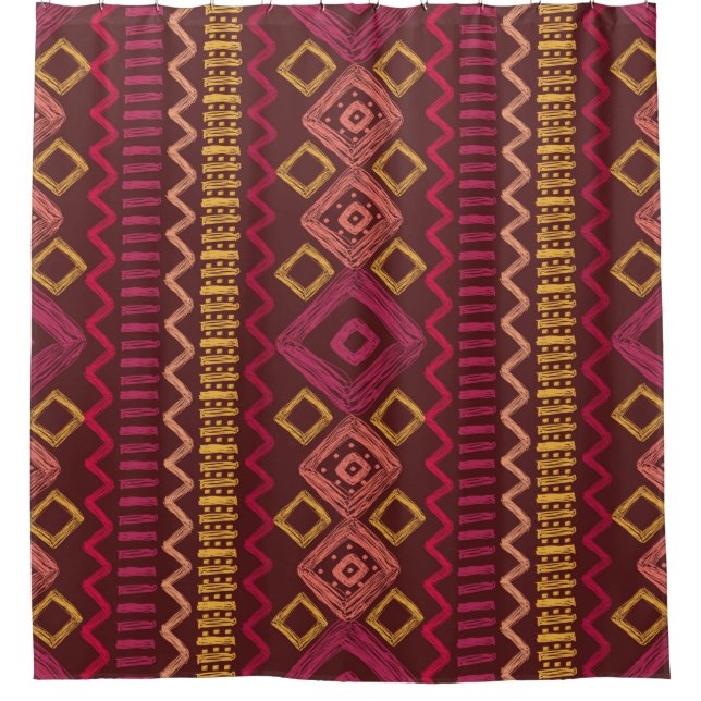 Abstract seamless hand drawn ethnic pattern. shower curtain (Front)